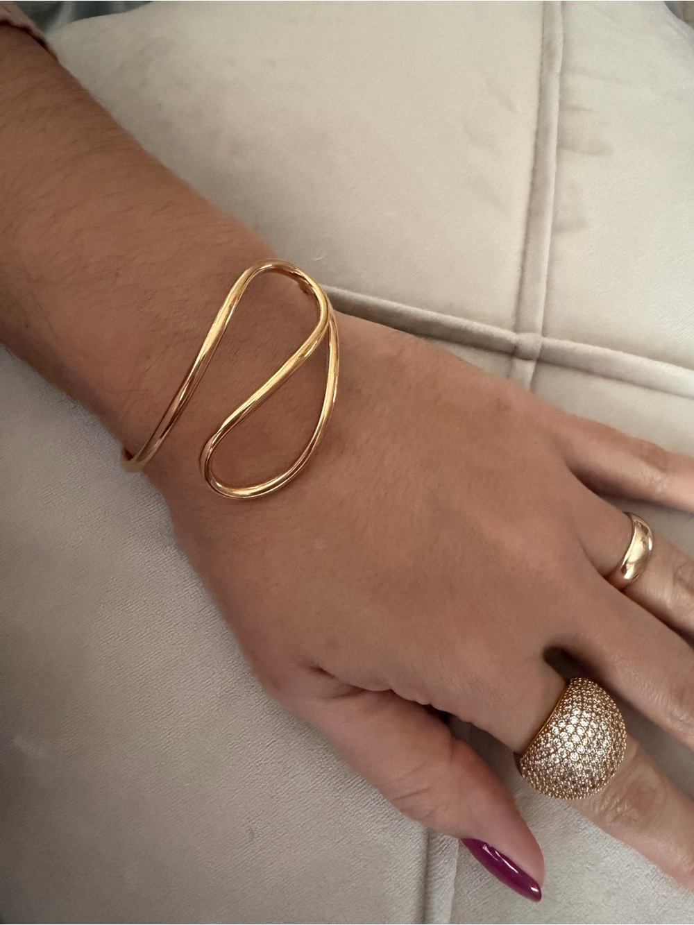 Gold Open Wave Cuff Bracelet - Women's Jewelry